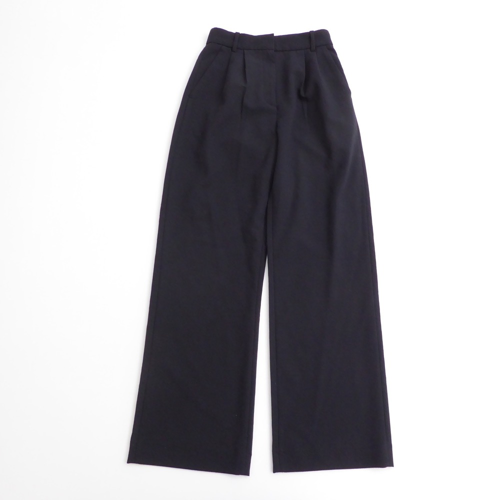 Abercrombie & Fitch Women Trousers Black Knit Wide Leg Pleated High Rise 26/2L